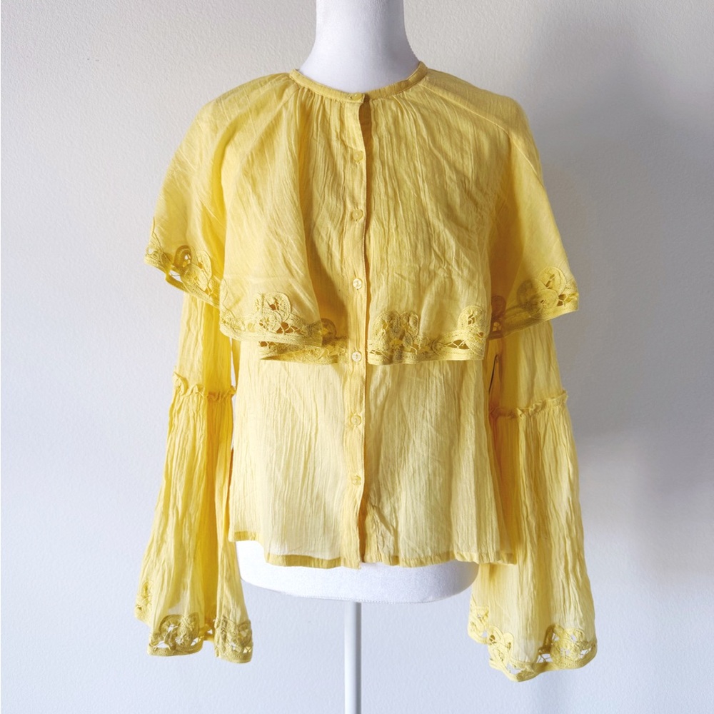 Free People Bell Sleeve Lace Top